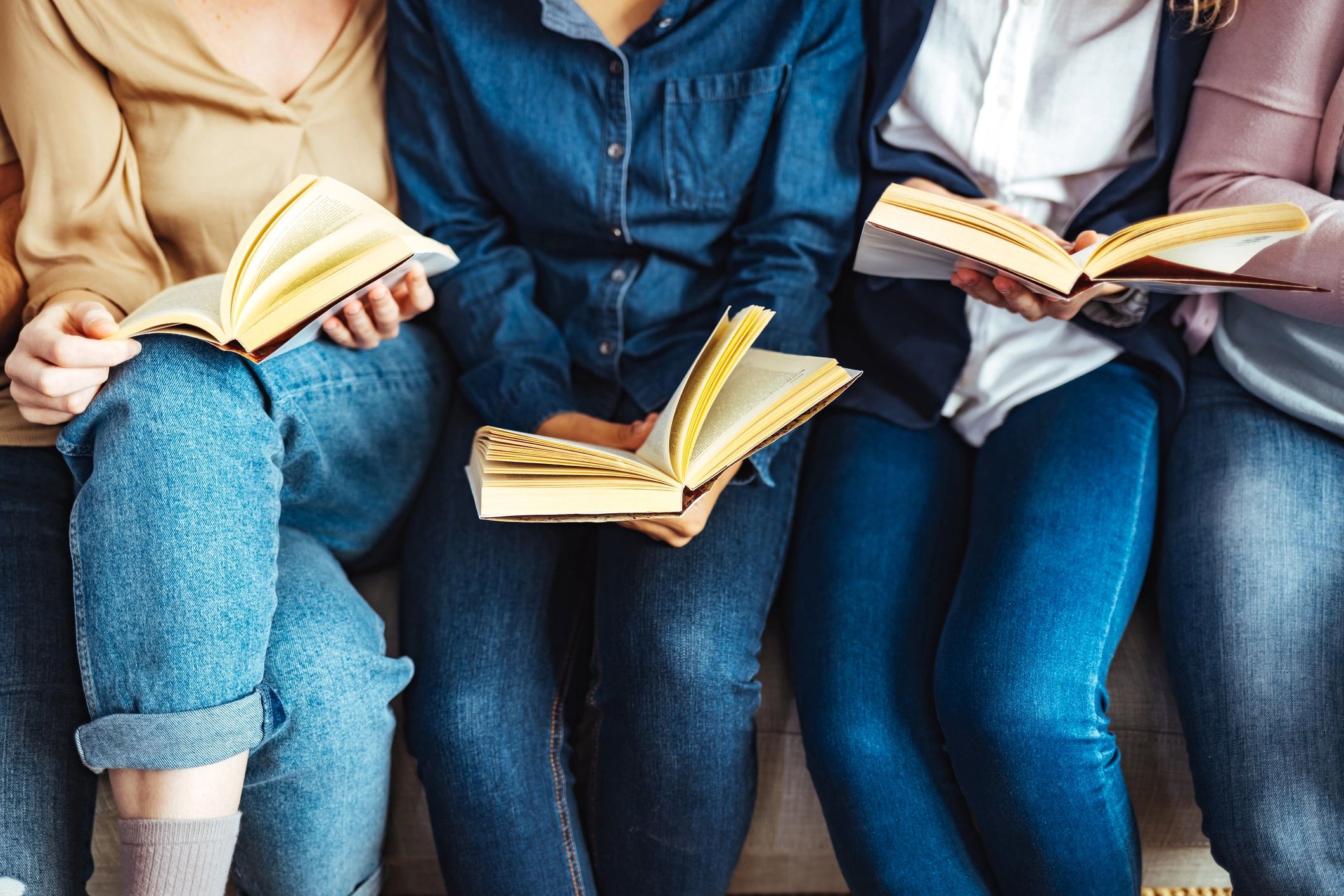Group of women discussing books together
