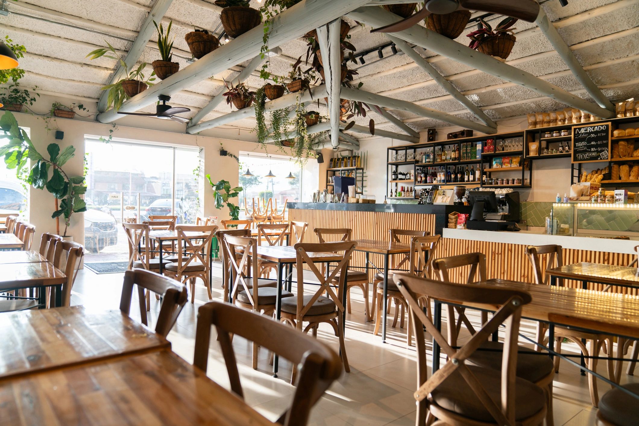 Warm inviting shop interior with cozy seating and displays